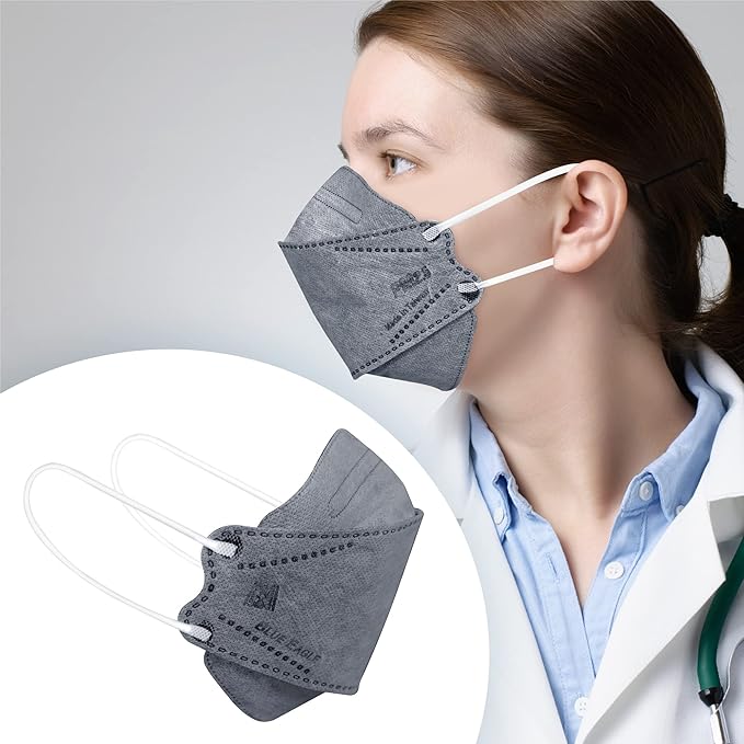5-PLY BlueEagle Disposable Face Mask | 3D-Structure | PM 2.5 | Soft Inner Layer | Breathable Ample Air Space | with Activated Charcoal | 25 Pcs (Black)