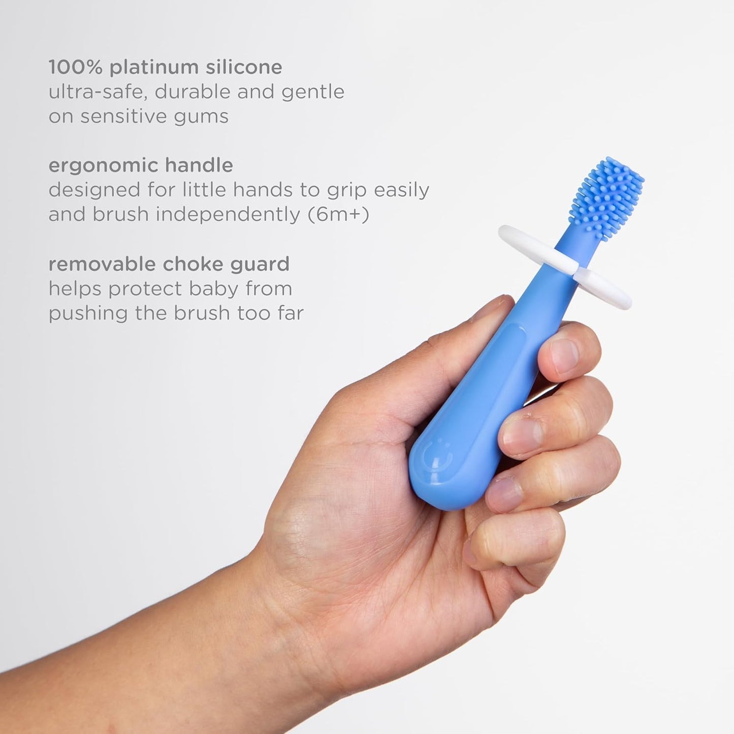 Ubbi Grow with Me Toothbrush Training Set for Babies and Toddlers, Includes One 360° Food-Grade Platinum Silicone and One Soft Bristled Toothbrush, Polaris Blue and Zest Green