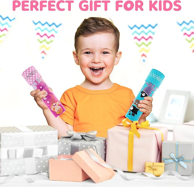 D-FantiX Classic Tin Kaleidoscope for Kids, 2 Pack Retro Toys - Educational Toys with Metal Body, Boy Girl Birthday Party Favors Decorations, Christmas Stocking Stuffer Gift