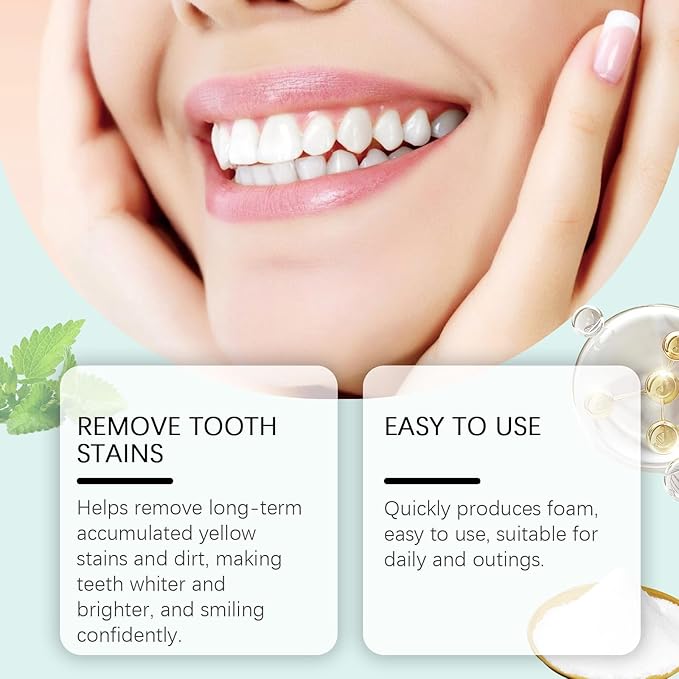 Chewable Whitening - Nano Hydroxyapatite Toothpaste for Sensitive Teeth & Antiplaque -, Natural Peppermint, Fluoride Free - Strengthen & Protect Enamel - Fresh Breath，62pcs