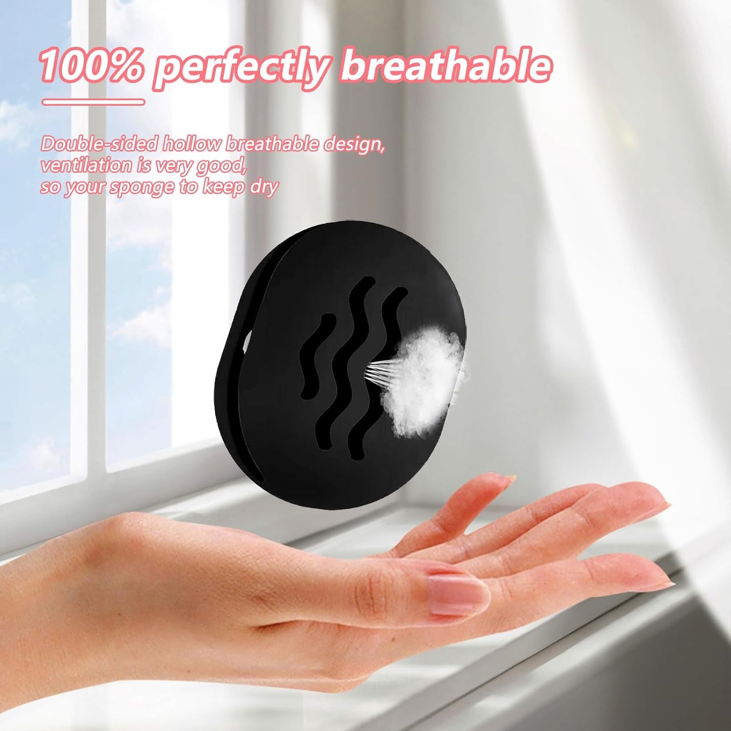 Makeup Sponge Holder Makeup Holder Beauty Blender Bolder Makeup Silicone Makeup Sponge Case Breathable Make Up Sponge Case Makeup Bag Essentials Suitable for Business or Travel（Black）