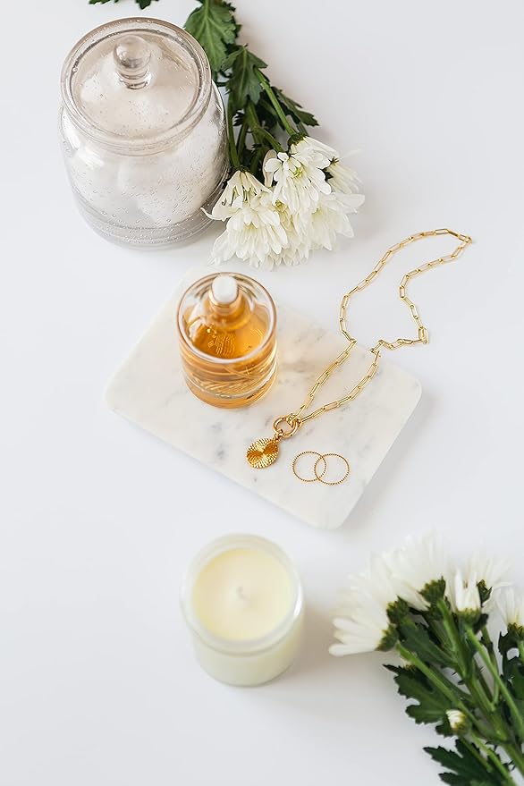 Beau Brummell Solid White Marble Decorative Jewelry & Accessory Tray for Bathroom, Kitchen, Vanity, Dresser, Nightstand or Desk | Hand Crafted from 100% Real Solid White Marble | 6.5"x4.5"x 0.5"