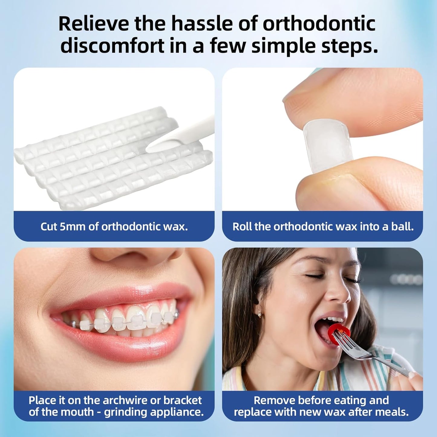 RAZOKO Orthodontic Wax for Braces Aligners Dental Wax Food Grade Orthodontic Wax Strips Precut Wax Dots