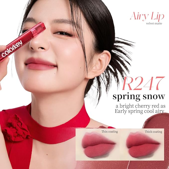 COLORKEY Airy Velvet Lip Tint, Matte Finishs, Longwear Rich Lip Colors, non-sticky, Creamy Soft Texture, Waterproof Lip Stain, Matte hydration, non-drying. Velvety finish (B605 Cinnamon Peach, 3g)