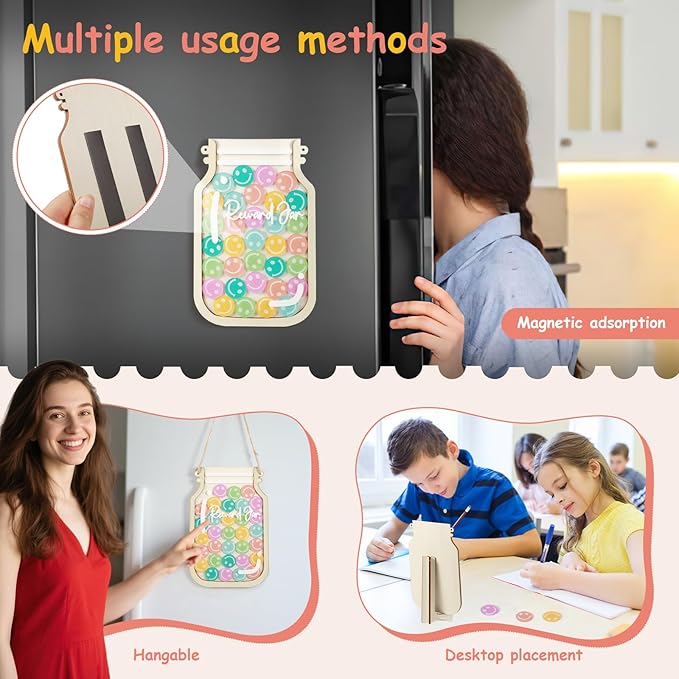 Magnetic Reward Jars for Kids,Personalized Reward Jar with Colorful Letter Stickers,Good Behavior Responsibility Training Tool for Kids,Ideal for Classroom and Home Reward System