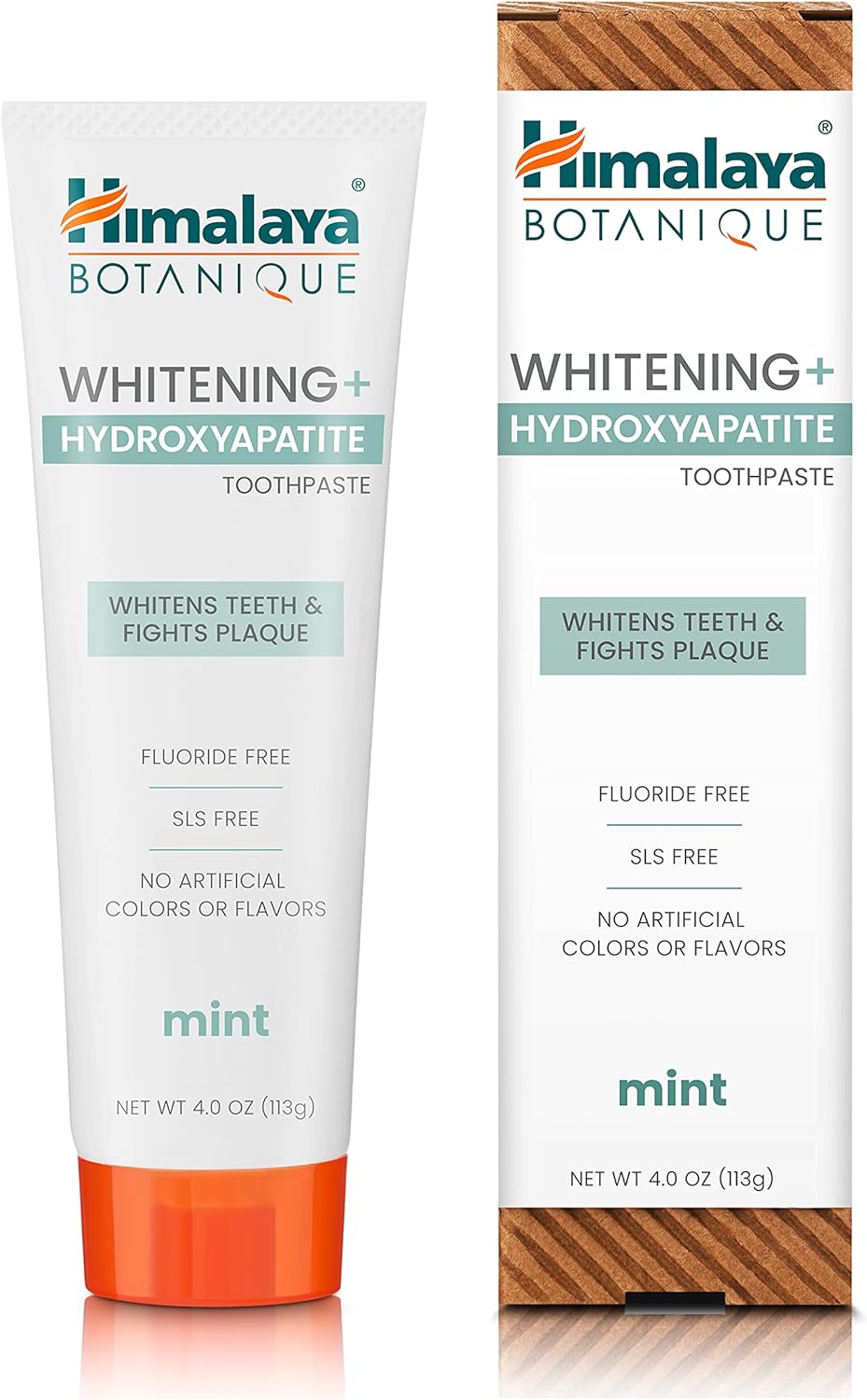 Himalaya Botanique Whitening + Hydroxyapatite Toothpaste, Mint Flavor - Nano Hydroxyapatite to Support Remineralization and Restore Enamel to Strengthen Teeth - Vegan, Gluten Free, 4 oz (Pack of 4)