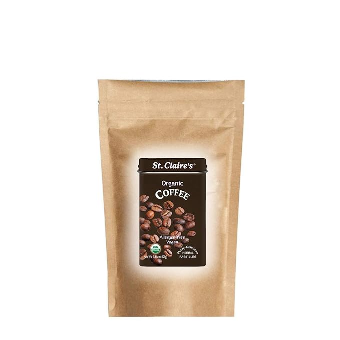 St. Claire's Organic Herbal Pastilles, (Coffee, 8 Ounce Refill Bag) | Gluten-Free, Vegan, GMO-Free, Plant-based, Allergen-Free | Made in our Allergen-Free facility