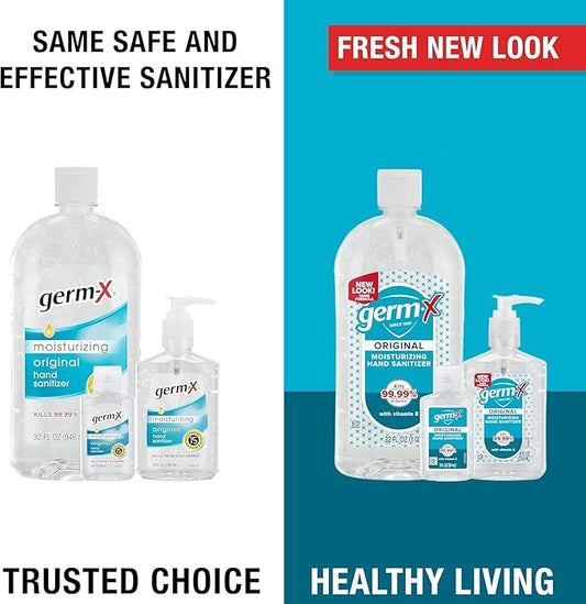 Germ-X Nourish Hand Sanitizer, 2 Fl Oz (Pack of 24), 2-in-1 Moisturizing and Sanitizing Formula with Shea Butter, Vitamin E & Aloe, Non-Greasy, Mini Travel Size for On-The-Go, Fresh Scent