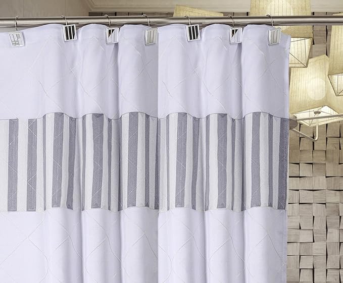 Creative Scents Quilted Mirror White Shower Curtain Hooks - Set of 12 Shower Curtain Rings Durable Sturdy Constructed - Decorative Smooth Gliding Shower Hooks for Shower Curtain