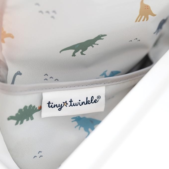 Tiny Twinkle Mess Proof Baby Bib for Boys | Waterproof Toddler Bib for Eating | Baby Apron for Feeding, Machine Washable | Perfect Shower Gift (Dinosaur, 2-4Y)