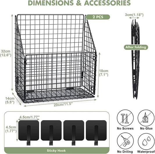 2 Pack Large Bath Toy Storage, Metal Bathtub Shower Toy Holder, Foldable bath Tub Toy Organizers Black, Bathroom Toy Storage with Drainage for Sorting Toys/Clothes/Toiletries