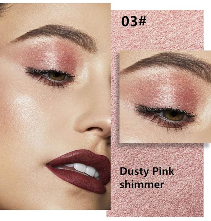 evpct Dusty Pink Champagne Single Eyeshadow Palette, Rose Gold Ice Pink Nude Glitter Cream Eye shadow Palette Singles Brightener Makeup for Older Women, High Pigment Waterproof Monochrome Eyeshadow