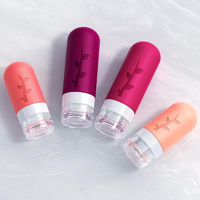 Travel Bottles for Toiletries, Tsa Approved Silicone Containers for Toiletries, Leak Proof Refillable Liquid 3oz 2oz Travel essentials for Shampoo Conditioner Lotion BPA Free