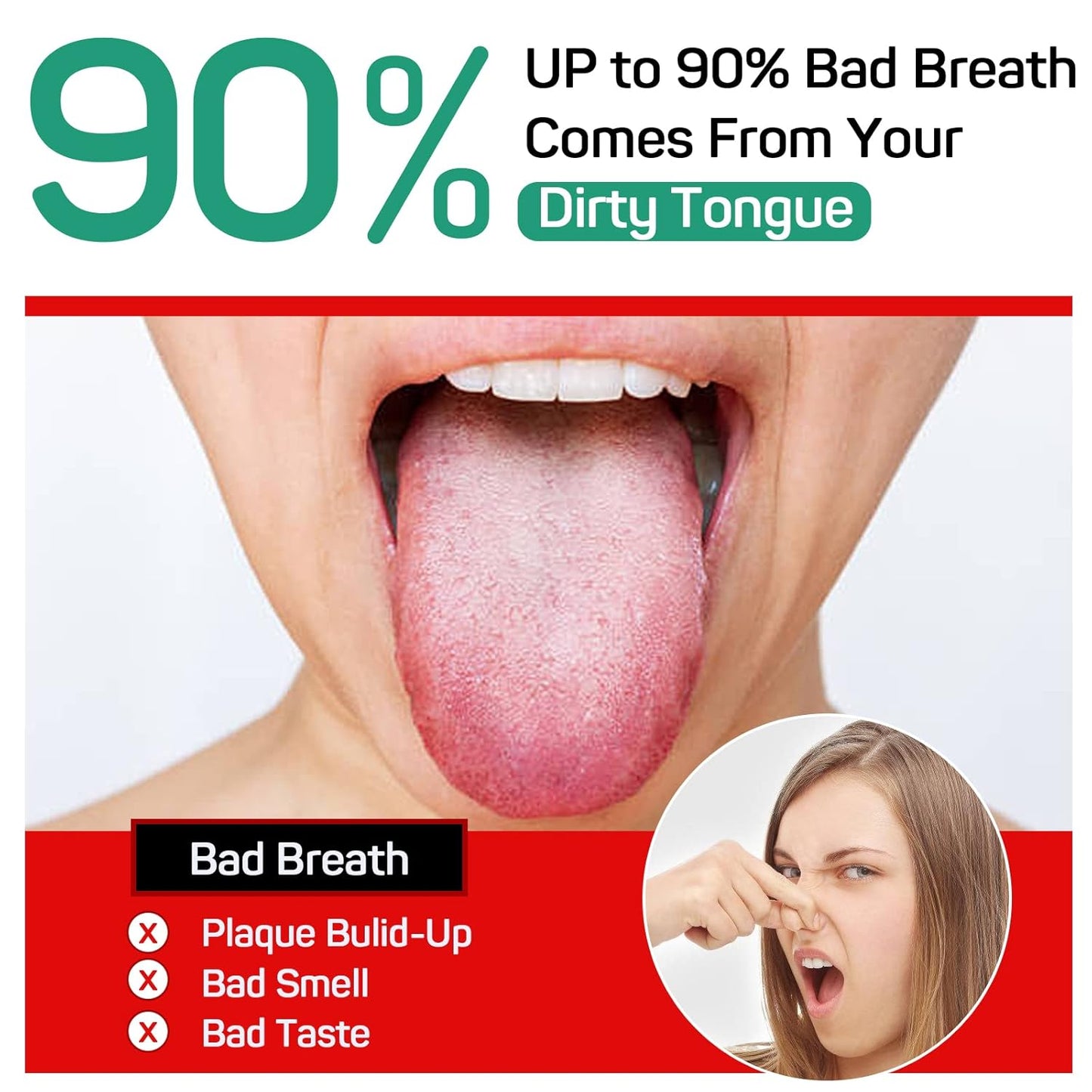 RONAVO Tongue Scraper for Kids, Children, Adult, Stainless Steel Tongue Cleaner Reduce Bad Breath, with Handy Case, 2 Colors