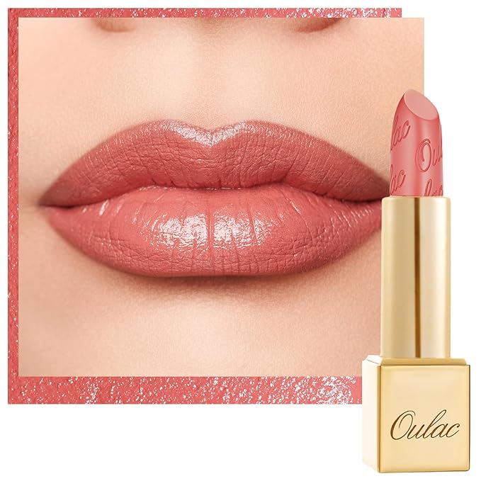 Oulac Coral Matte Lipstick with Glow Metallic Finish - Vegan Lipstick for Women, Creamy Texture, Hydrating Clean Beauty Formula, High-End Magnetic Hook Design, GM08 Enthusiasm