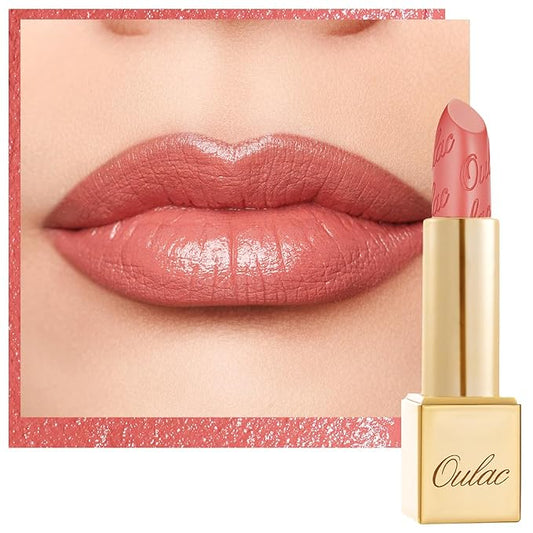 Oulac Coral Matte Lipstick with Glow Metallic Finish - Vegan Lipstick for Women, Creamy Texture, Hydrating Clean Beauty Formula, High-End Magnetic Hook Design, GM08 Enthusiasm