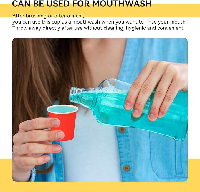 150 Pack 3oz Red Paper Cups,Mouthwash Cups, Disposable Bathroom Cups,Small Paper Cups 3oz Ideal for Bathroom,Supermarket,Birthday Party,Picnic and BBQ