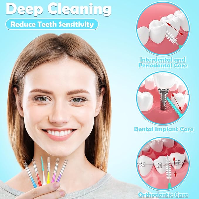 270Pcs Interdental Brush 6 Sizes Braces Brush Soft Bristles 360° Bendable Floss Heads Dental Brushes Between Teeth Gum Braces Cleaning Kit Oral Tooth Cleaning Tool