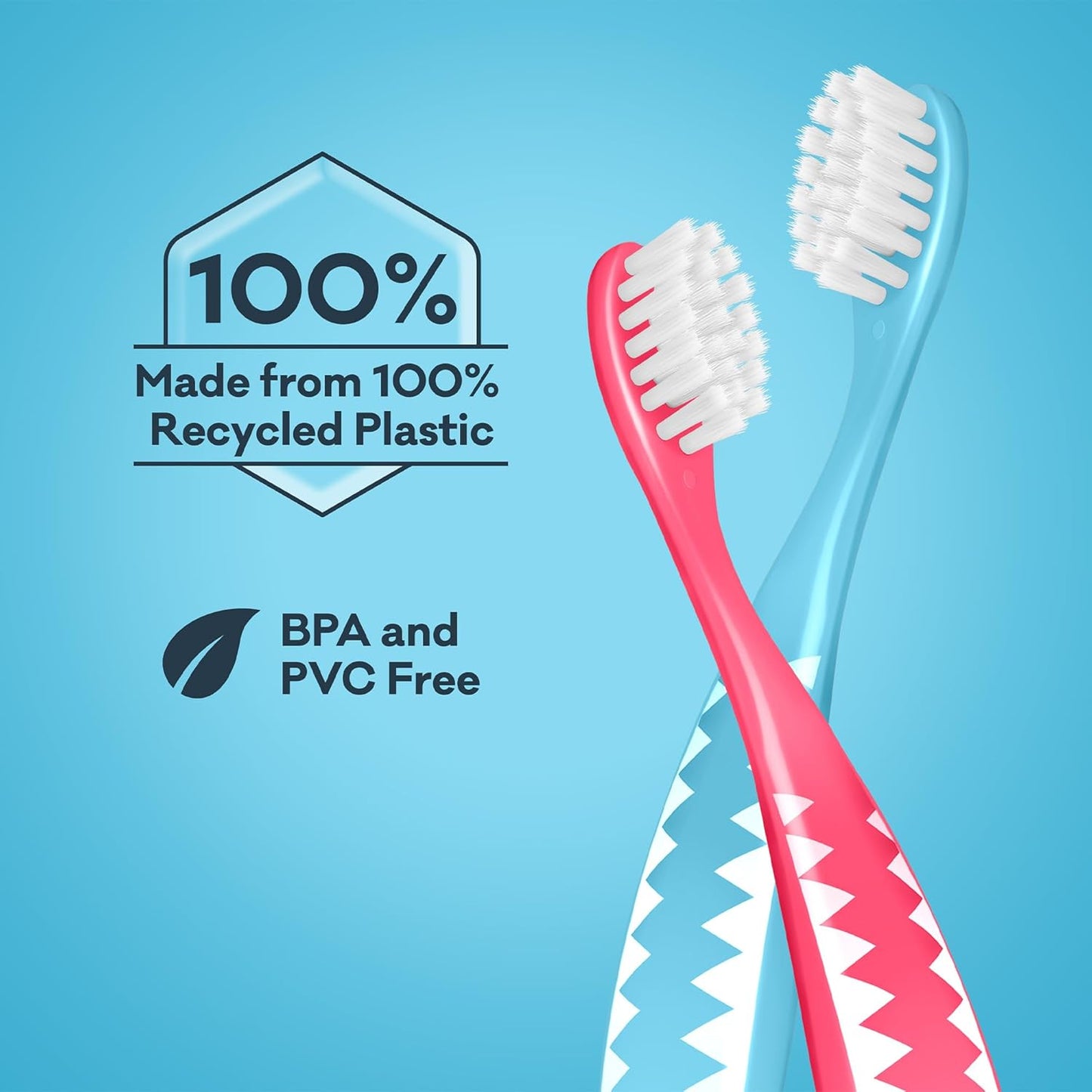 Grin Kids 100% Recycled Toothbrush, Extra Soft, 4 Count, Pink, Gentle Care for Baby and Toddler Teeth