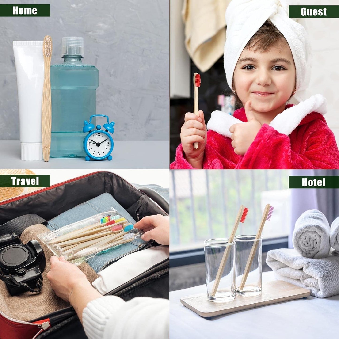 Sieral 240 Pcs Bamboo Toothbrushes Bulk, Soft Bristle Toothbrush for Adults, Natural Wooden Toothbrushes, Vegan Organic Bamboo Travel Tooth Brush, Individually Wrapped, 7 Inch 12 Color