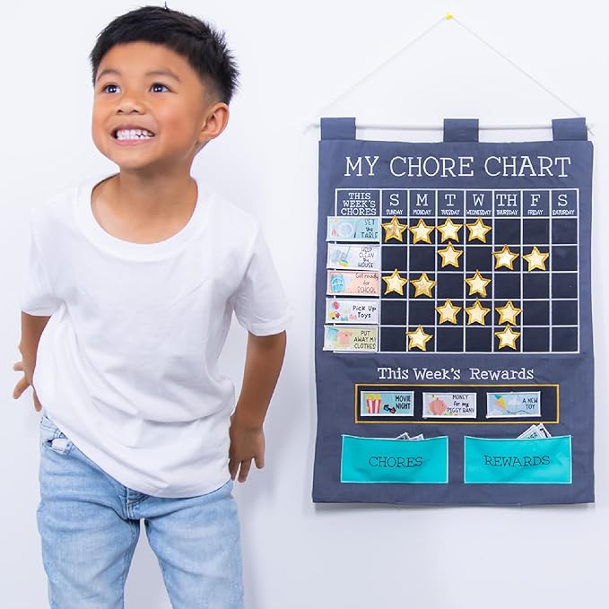 The Peanutshell Learning Calendar Wall Chart - Homeschool Supplies, Interactive Pocket Chart for Toddlers & Kids - Preschool Learning Activity Board, Circle Time Board for Classroom - My First Chore