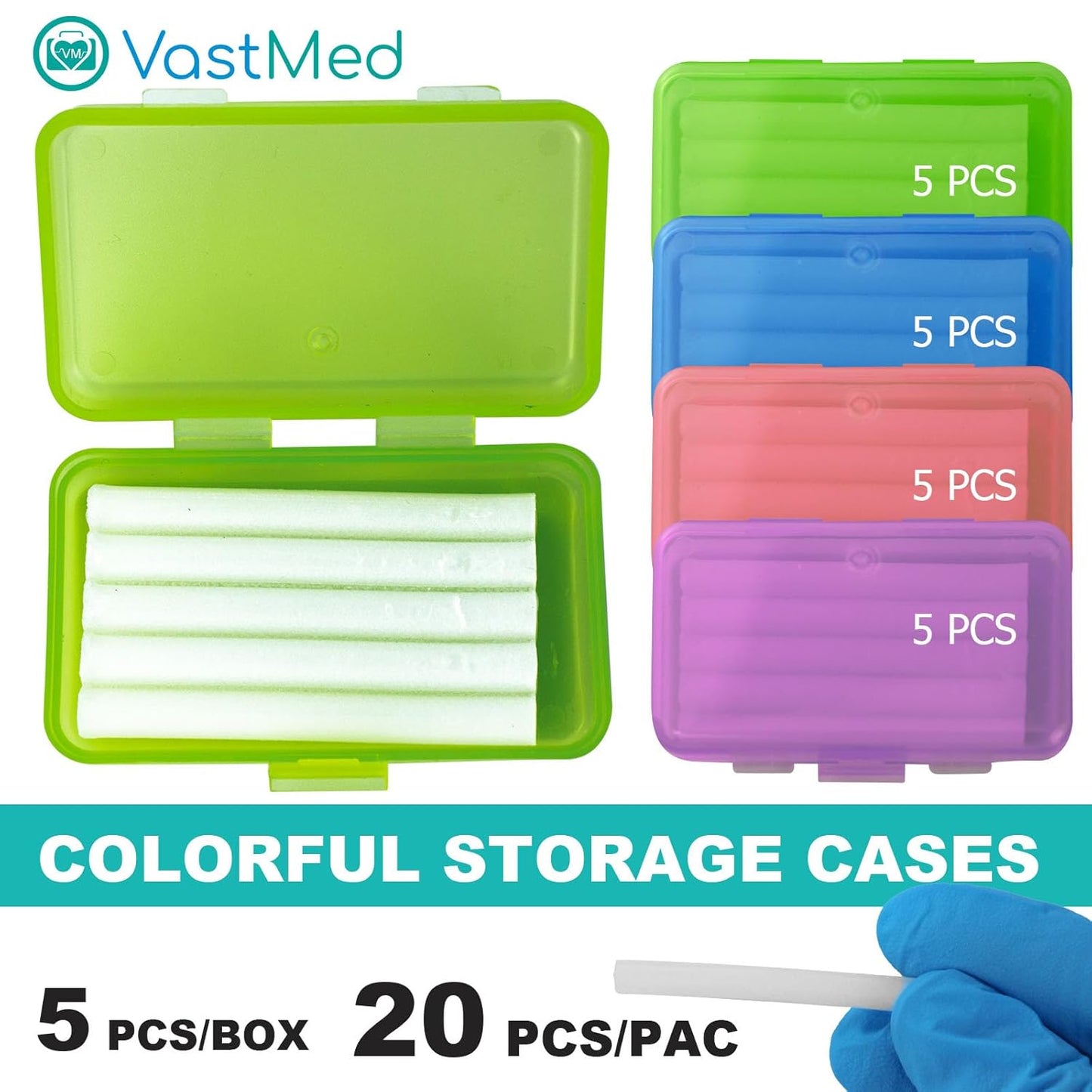 Dental Grade Orthodontic Wax for Braces & Aligners by VASTMED | Braces Wax for Teeth with Colorful Storage Cases | Food Grade Ortho Brace Wax (Multi-Color, 60PCs)