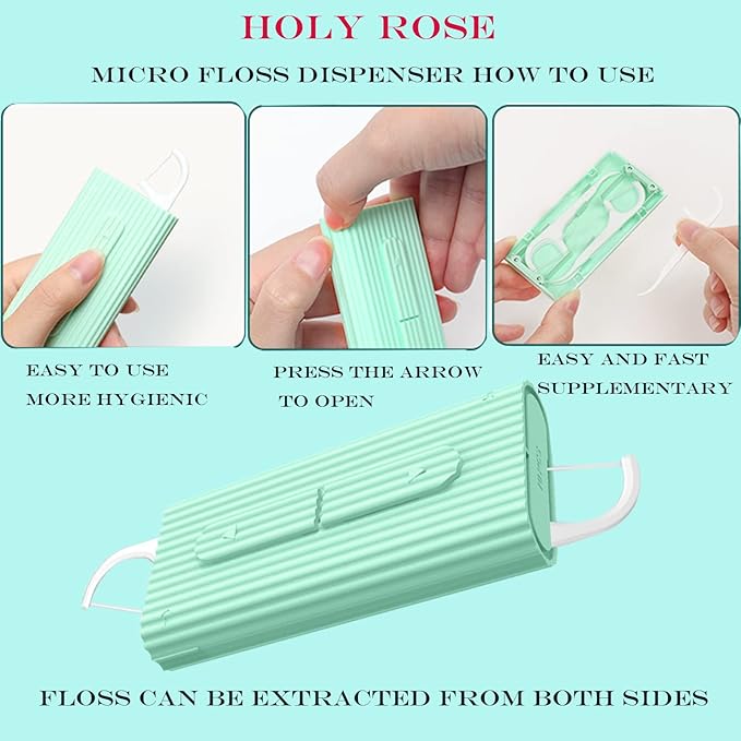 Holy rose Portable Dental Floss Picks Dispenser 2Box,Travel Floss Storage Case with Adult Toothpicks Flosser Sticks 80 Count,Portable Floss Case for Oral Care Teeth Cleaning Perfect Tool (Whit)