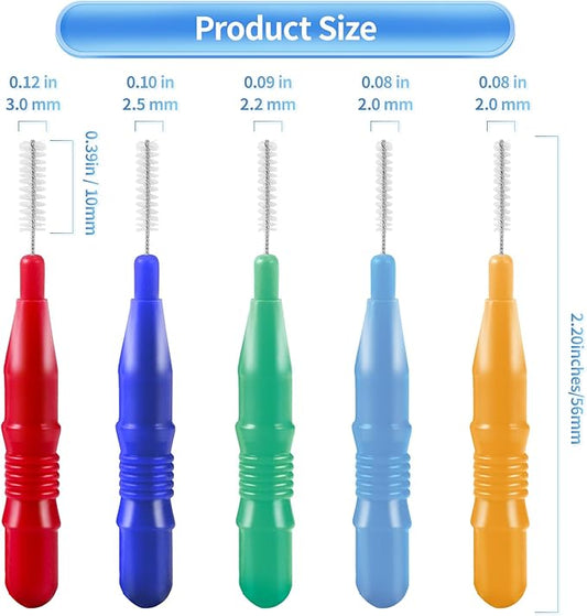 Annhua 50 Pcs Interdental Brushes Floss Braces Brush for Cleaner Interdental Brushes Between Teeth, Dental Brush Picks Flosser Tooth Cleaning Tool Mixed Sizes