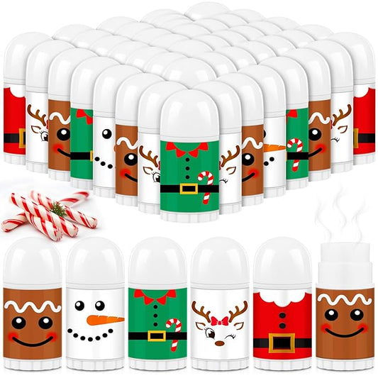 75 Pcs Christmas Lip Balm Bulk Mini Candy Cane Peppermint Flavor Lip Balms Bulk Christmas Stocking Stuffers Xmas Party Gifts Small Thank You Employee Appreciation Gifts for Women Men (Xmas Character)