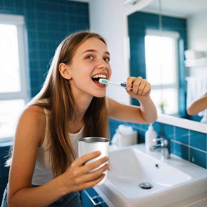 Stainless Steel Mouth wash Cup 12 oz Toothbrush Cup Stainless Steel Small Children Cups for Home，BPA-Free Insulated Tumbler for Home & Outdoor Activities drinking cup (white)