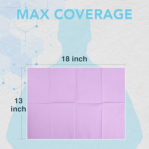 160 Pack Disposable Dental Bibs 13"x18"，3-Ply Waterproof Tattoo Bibs Sheet for Nail Salon，Dental Clinic，Feeding，Tattoo Shop (Purple)