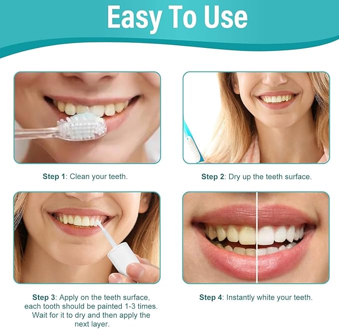 Tooth Paint, Instant Teeth Whitening Paint, Safe & Gentle White Paint for Teeth, Long-Lasting, Portable & Simple, Get Confident Smile