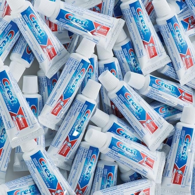 Sandhill Tools Travel Size Crest Toothpaste Bulk Amenities and Toiletries for Hotel, Vacation Rental and Airbnb 50 Pack, 0.85 fl oz Tubes