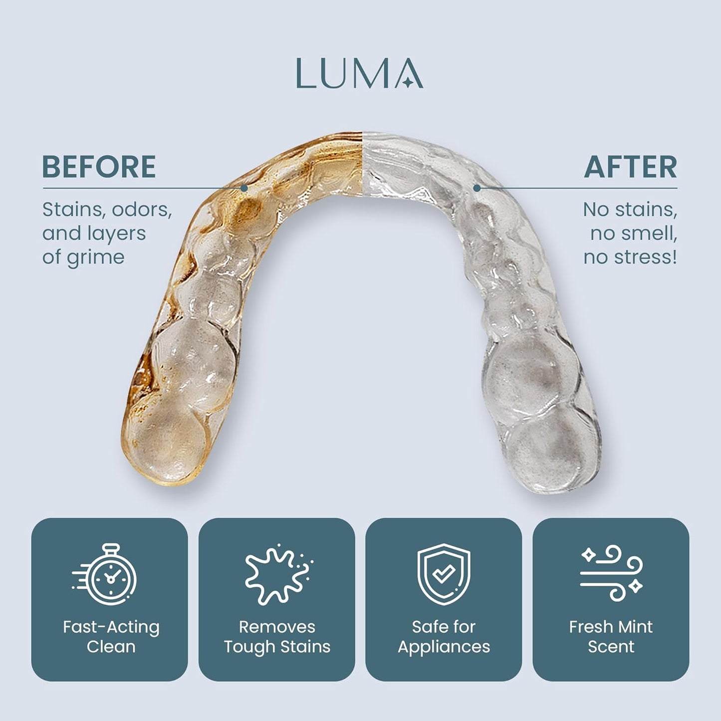 DeepClean Tablets for LumaPod – Retainer & Dental Appliance Cleaning Tablets – Mint Formula – Compatible with Ultrasonic Cleaners – For Retainers, Aligners, Dentures & Mouth Guards – 30 Count