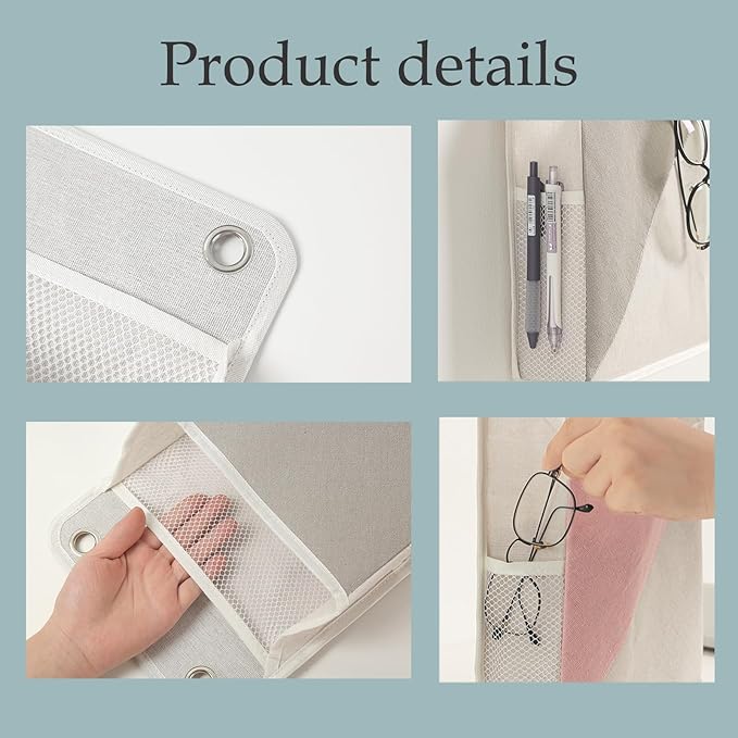 2pcs Wall Hanging Storage Organizer Bag, Hanging baskets with pockets for Wall organizing, Storage Hanging Bag for Bedroom, Dormitory, Study Room, Bathroom (Pink/white)