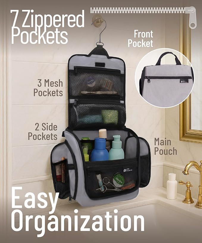 DD D&D Wanderlust D&D Hanging Travel Toiletry Bag for Men and Women – Cosmetics, Makeup and Toiletries Organizer Kit with 10 Compartments