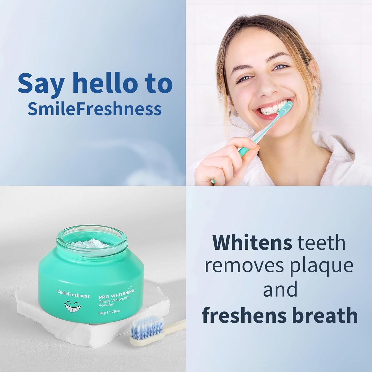 Teeth Whitening Powder - Removes Plaque & Stains, Enamel Care Tooth Whitening Powder with Pap+, Ideal for Sensitive Teeth, Refreshing Mint Flavor (1.76oz).