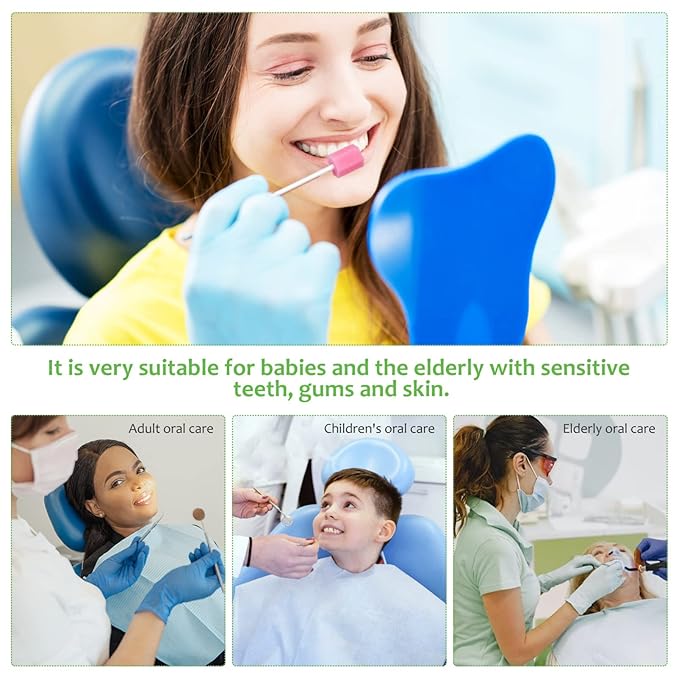 250 Pcs Disposable Oral Cotton Pink Cotton Swabs Sents Disposable Oral Care Swabs Teeth Cleaning Swabs Sponges Toothpicks Elderly Care Products Swabs Sponge Swabs Baby