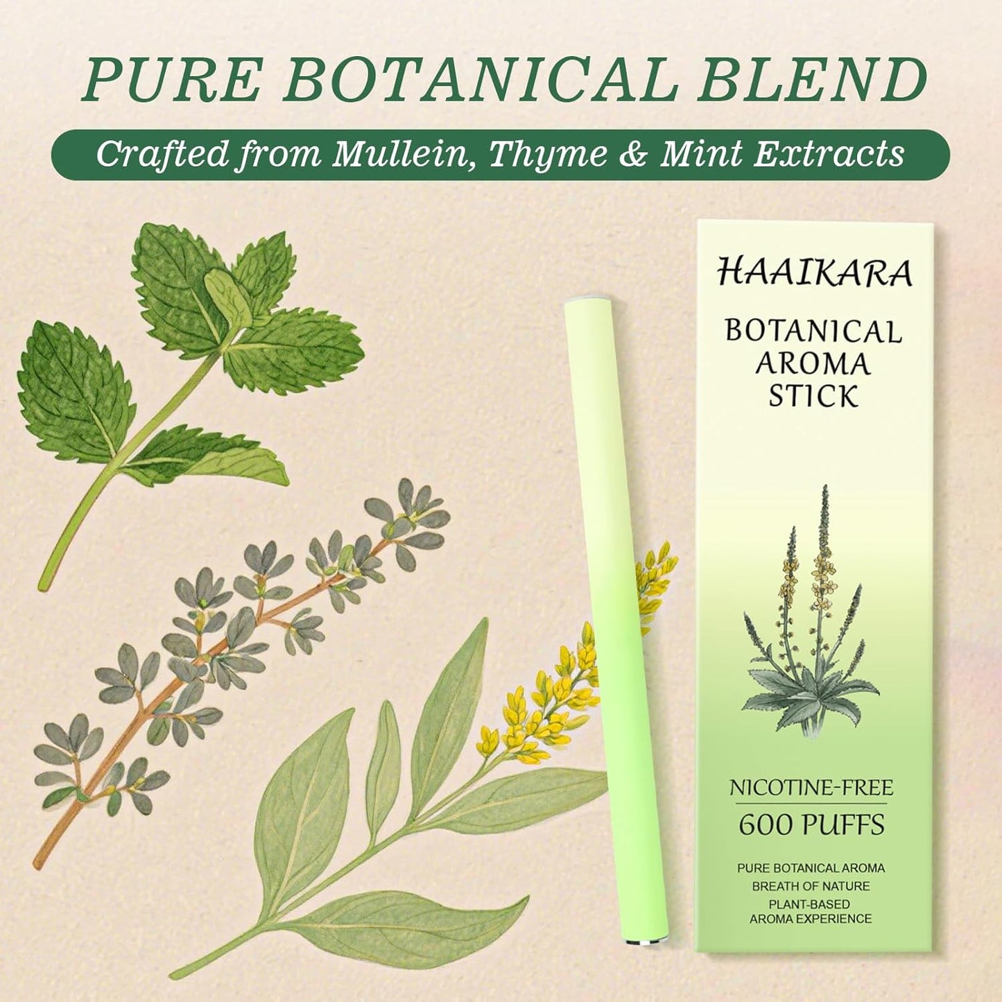 Natural Mullein Herbal Diffuser – Upgraded Formula with Mint and Thyme Long-Lasting Flavored Air Refreshing Support Oral Fixation Menthol Essential