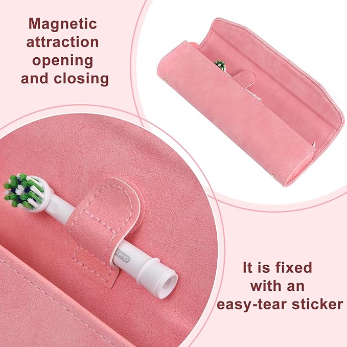 Leather toothbrush travel case, suitable for Oral-B/Oral-B Pro/Philips Sonicare electric toothbrushes, portable magnetic opening and closing protective bag