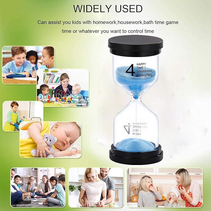 SuLiao Hourglass 4 Minute Sand Timer：Colorful Small Purple Sand Clock 4 Min, Plastic Hour Glass Sandglass for Kids, Games, Classroom, Kitchen, Decor