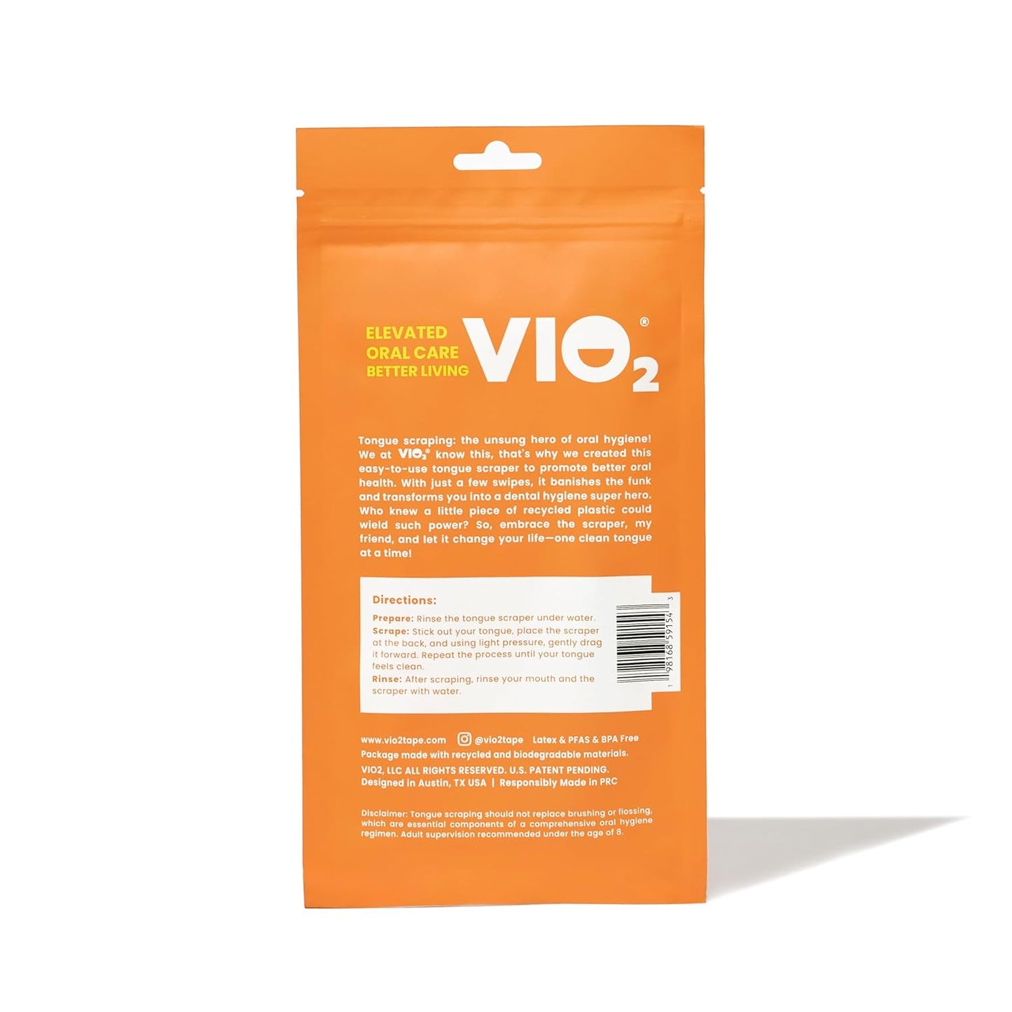 VIO2 Tongue Scraper - Pack of 3 REUSABLE - BPA Free, PFAS Free, Latex Free, KID FRIENDLY