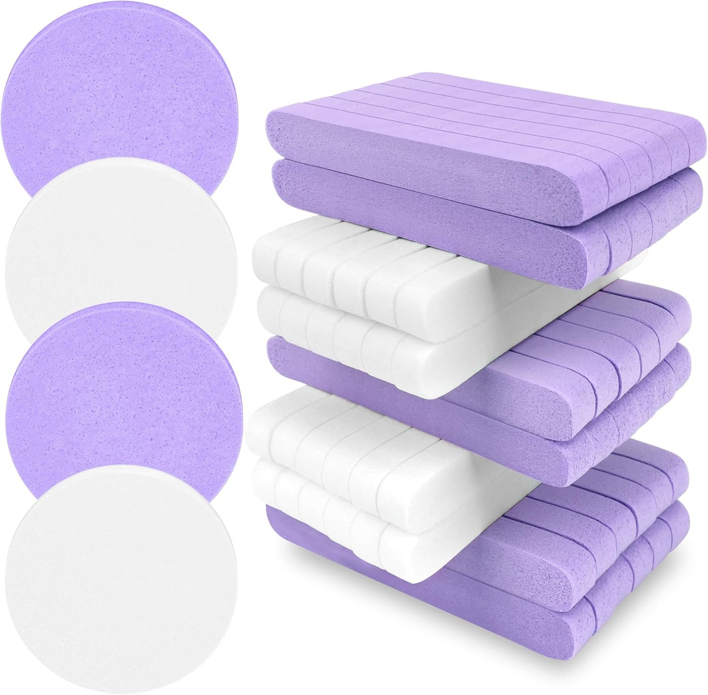 120 Pcs Facial Sponge Compressed, Luxiv Face Cleansing Sponge Estheticians Compressed Makeup Facial Sponge Round Wash Face Sponges for Women Compress Exfoliating Removal Sponge (White+Purple)