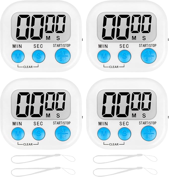 ZILLEEN Classroom Timer for Kids Teachers 4 Pack Digital Timers, White