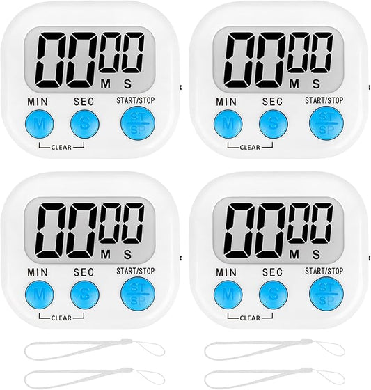 ZILLEEN Classroom Timer for Kids Teachers 4 Pack Digital Timers, White