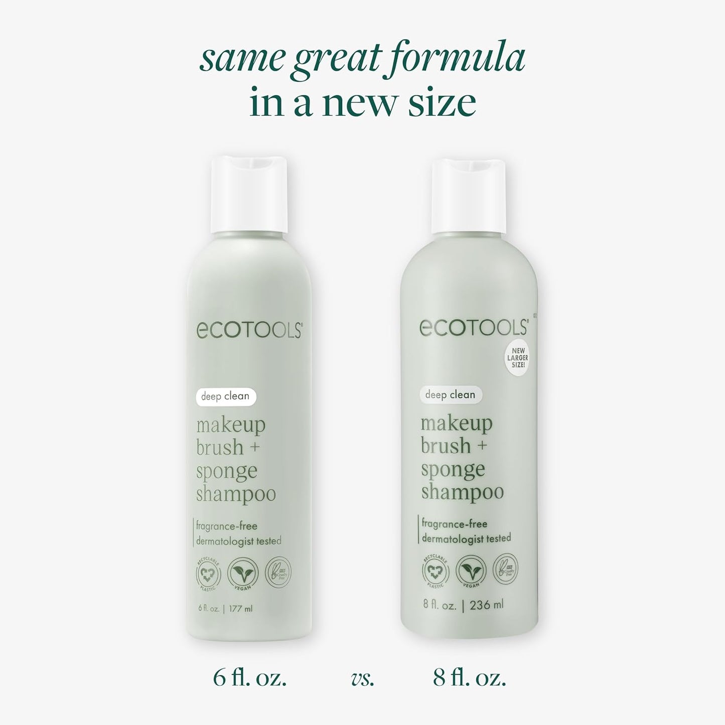 EcoTools Makeup Brush + Sponge Shampoo Cleanser, Deep Clean, Sulfate-Free, Fragrance-Free Brush Cleaner for Makeup Sponges & Tools, Vegan & Cruelty-Free, 8 fl. oz