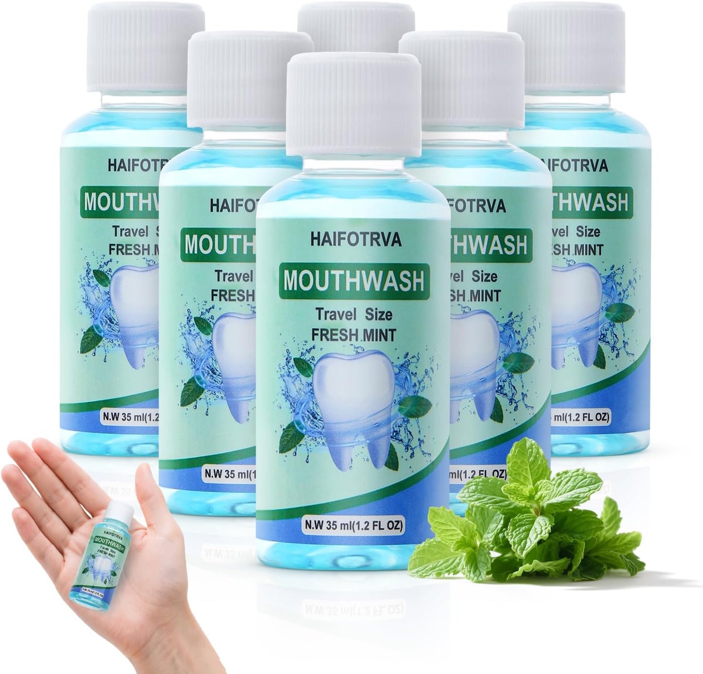 10 Pcs Mini Mouthwash Travel Size Bulk,Blue Portable Mint Flavor Mini Mouthwash Individual 35ml/1.2oz On The Go Mouth Wash Small Bottle for Travel,Office,Toiletry Kits
