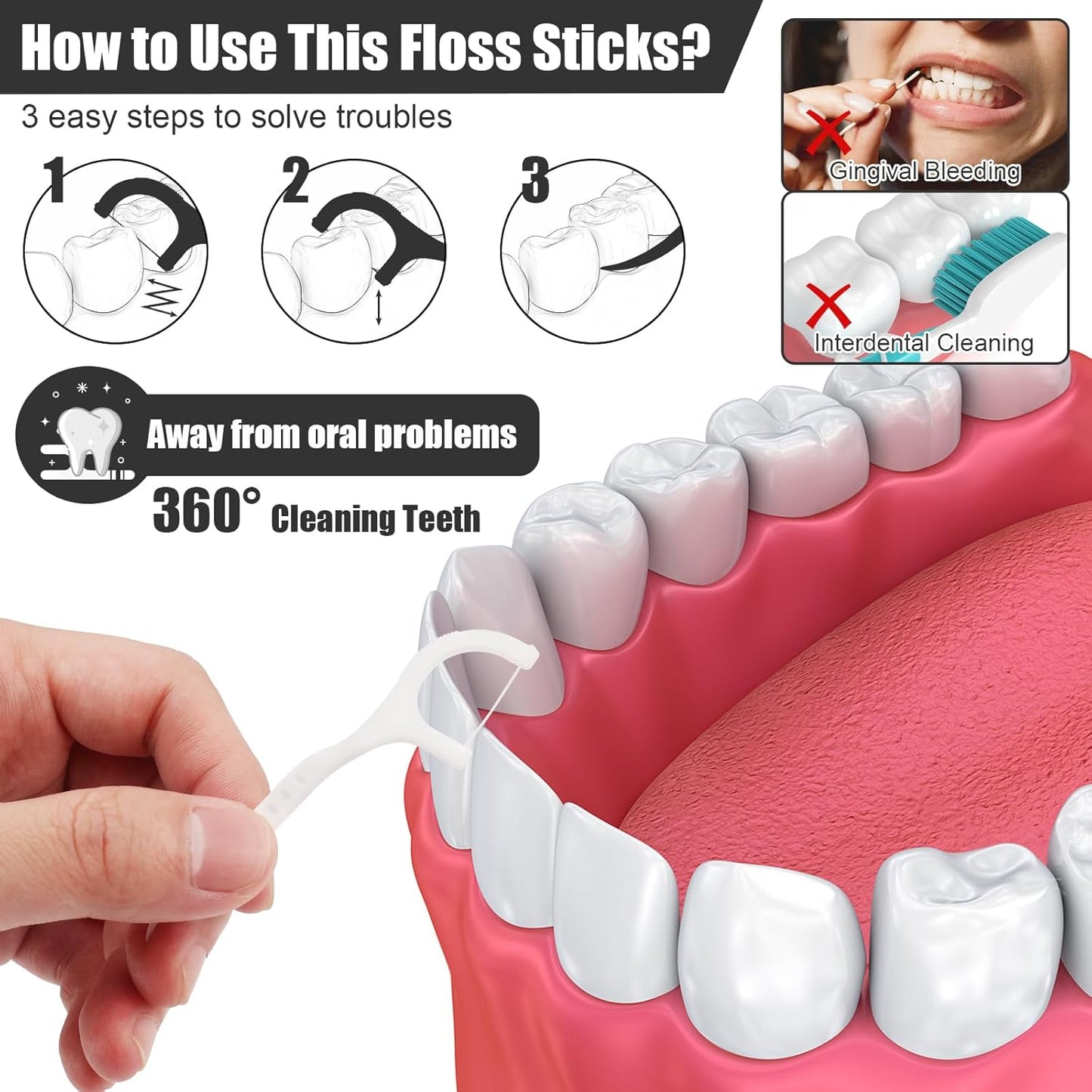 HOFASON 500 Count Individually Wrapped Floss Picks Dental Floss Sticks Bulk, Travel Flossers Oral Care Teeth Clean for Hotel Restaurant Office, Wedding Basket Supplies and Guest Bathroom Essentials