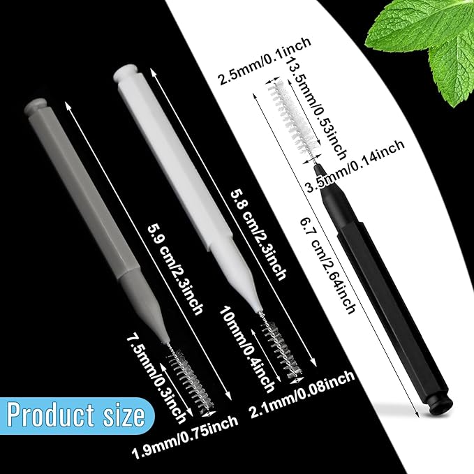 Patelai 100 Pieces Braces Brush for Cleaner Interdental Brush Toothpick Dental Tooth Flossing Head Oral Dental Hygiene Flosser Toothpick Cleaners Tooth Cleaning Tool (Black, White, Gray)