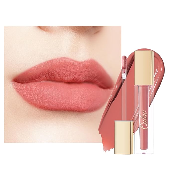 Oulac Matte Liquid Pink Nude Lipstick for Women, Long Lasting Lipstick Waterproof Lip Stain, No Transfer, Creamy High Pigmented Formula with Rose Oil, Vegan & Cruelty-Free, Coral Pink M11